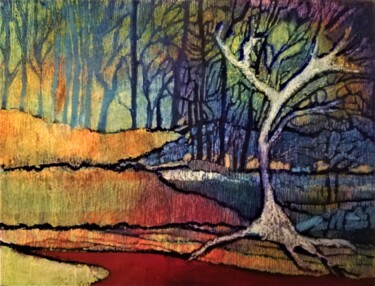 Desenho intitulada "La forêt magique" por Annie Vandemalle, Obras de arte originais, Pastel