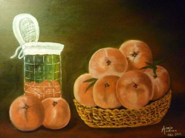 Картина под названием "Pêches dans un pani…" - Annie Audran, Подлинное произведение искусства, Масло