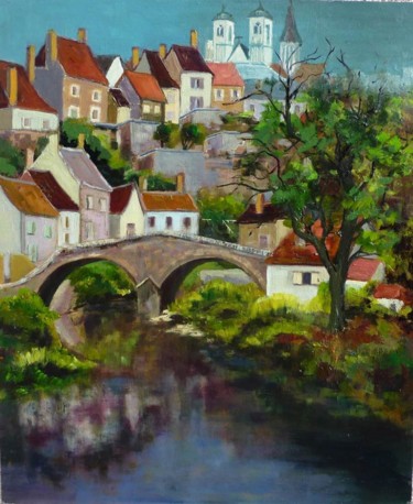 Peinture intitulée "Semur-en-Auxois" par Annie Bagot, Œuvre d'art originale, Huile