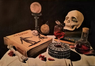 Pintura titulada "Vanitas anatomica" por Annita Luxon, Obra de arte original, Oleo