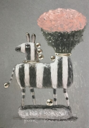 Dibujo titulada "Zebra" por Hanna Karaleva, Obra de arte original, Oleo