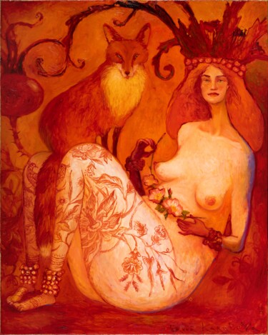 Pittura intitolato "Rose hips" da Hanna Karaleva, Opera d'arte originale, Olio