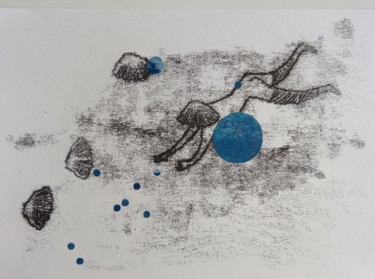 Druckgrafik mit dem Titel "Bleubulle" von Anna Vliet, Original-Kunstwerk, Monotypie