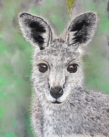 Peinture intitulée "Le kangourou" par Anny Burtscher-Beaudoin, Œuvre d'art originale, Pastel