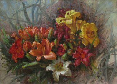 Painting titled "Morning freshness.…" by Anny Myrna, Original Artwork, Oil Mounted on Wood Stretcher frame