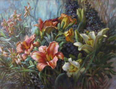 Painting titled "Flavors of summer.…" by Anny Myrna, Original Artwork, Oil Mounted on Wood Stretcher frame