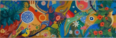 제목이 "L'oiseau caché dans…"인 미술작품 Anouck Chevallier로, 원작, 아크릴 나무 들것 프레임에 장착됨