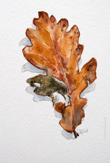 Peinture intitulée "feuille d'automne #…" par Anouk Tank, Œuvre d'art originale, Aquarelle