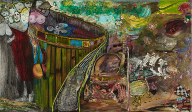 Картина под названием "La course aux rires" - Anova, Подлинное произведение искусства, Акрил Установлен на Деревянная панель