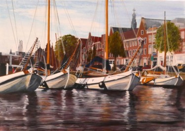 Malerei mit dem Titel "boating days" von Ans Van Der Linden, Original-Kunstwerk, Acryl