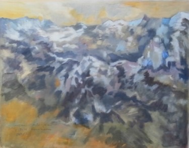 Peinture intitulée "une montagne" par Anska, Œuvre d'art originale, Huile