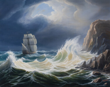 Pintura titulada "La vague" por Anthony Colange, Obra de arte original, Oleo Montado en Bastidor de camilla de madera