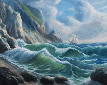 Painting titled "Marine" by Anthony Colange, Original Artwork, Oil