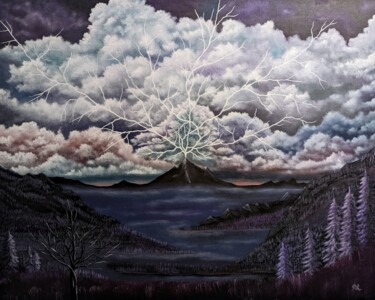 Painting titled "Within" by Lusignan Studios, Original Artwork, Oil Mounted on Wood Stretcher frame