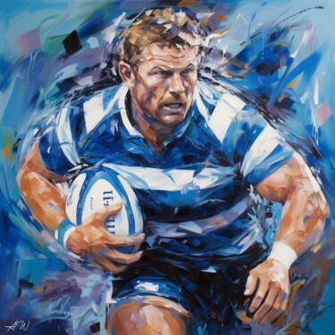 Painting titled "RUGBY (I)" by Anthony Wittaker, Original Artwork, Acrylic Mounted on Wood Stretcher frame