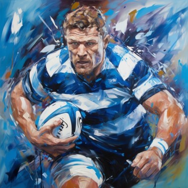 Schilderij getiteld "RUGBY (III)" door Anthony Wittaker, Origineel Kunstwerk, Acryl Gemonteerd op Frame voor houten brancard