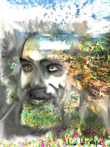 Digital Arts titled "moustaklimt" by Antioco Dit Belapi, Original Artwork, Digital Painting