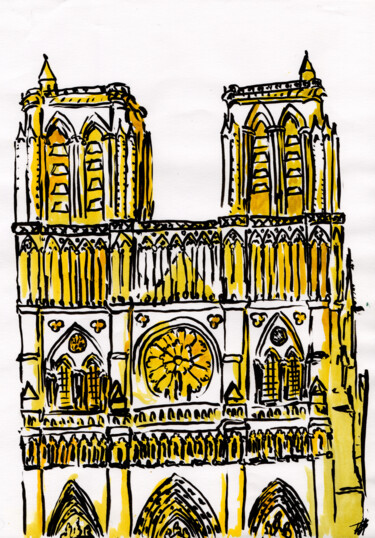 绘画 标题为“Notre Dame de Paris” 由Antoine Dazy, 原创艺术品, 水彩