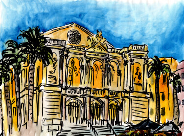 绘画 标题为“Opéra de Toulon” 由Antoine Dazy, 原创艺术品, 水彩