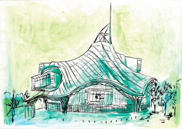 "Centre Pompidou Metz" başlıklı Tablo Antoine Dazy tarafından, Orijinal sanat, Suluboya
