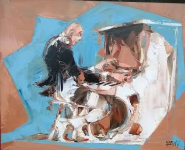 Картина под названием "23 le piano blanc" - Antoine Faure, Подлинное произведение искусства, Масло
