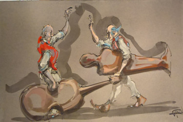 Schilderij getiteld "23 Les instruments…" door Antoine Faure, Origineel Kunstwerk, Gouache
