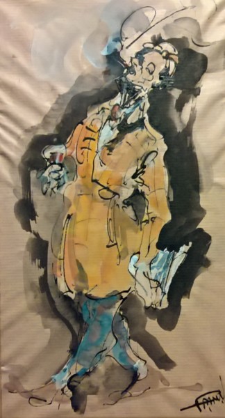 Peinture intitulée "61 le repos du chas…" par Antoine Faure, Œuvre d'art originale, Gouache
