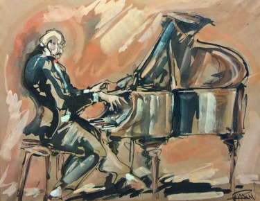 绘画 标题为“262 Le piano à queue” 由Antoine Faure, 原创艺术品, 水粉