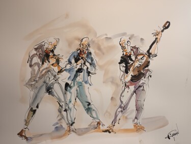 Painting titled "204 Etude jazz" by Antoine Faure, Original Artwork, Gouache