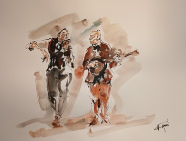 Painting titled "216 Etude jazz" by Antoine Faure, Original Artwork, Gouache