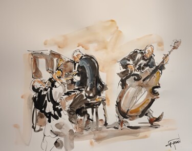 Pintura titulada "218 Etude jazz" por Antoine Faure, Obra de arte original, Gouache