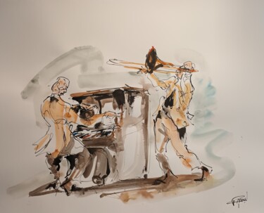 Painting titled "226 Etude jazz" by Antoine Faure, Original Artwork, Gouache