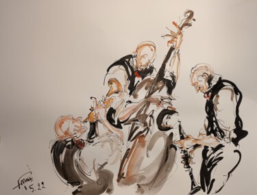 Painting titled "230 Etude jazz" by Antoine Faure, Original Artwork, Gouache