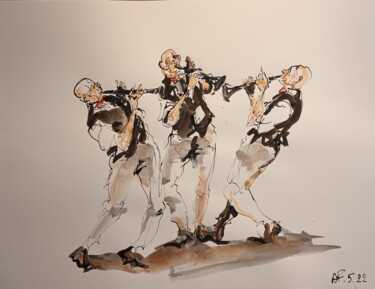 Painting titled "232 Etude jazz" by Antoine Faure, Original Artwork, Gouache