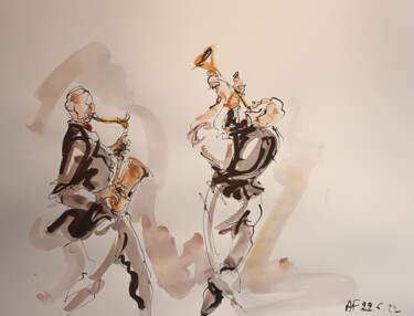 Painting titled "254 Etude jazz" by Antoine Faure, Original Artwork, Gouache
