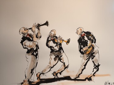 Pintura titulada "258 Etude jazz" por Antoine Faure, Obra de arte original, Gouache