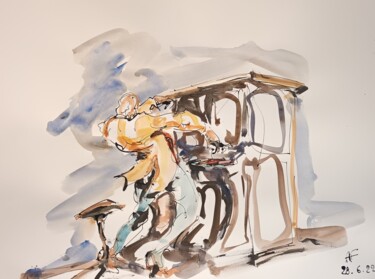 Peinture intitulée "277 Etude jazz" par Antoine Faure, Œuvre d'art originale, Gouache