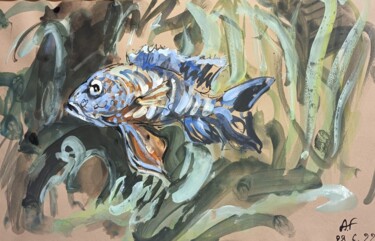 "19 poisson" başlıklı Tablo Antoine Faure tarafından, Orijinal sanat, Guaş boya