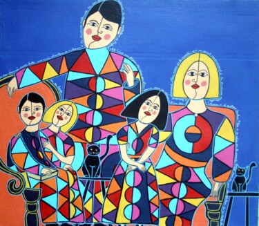 Malerei mit dem Titel "Portrait de famille…" von Antoine Mellado, Original-Kunstwerk, Acryl