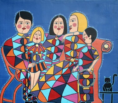 Painting titled "Portrait de famille…" by Antoine Mellado, Original Artwork, Acrylic