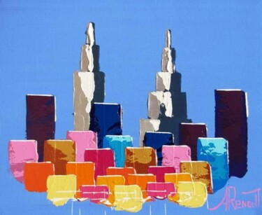 Painting titled "Dual Towers" by Antoine Renault, Original Artwork