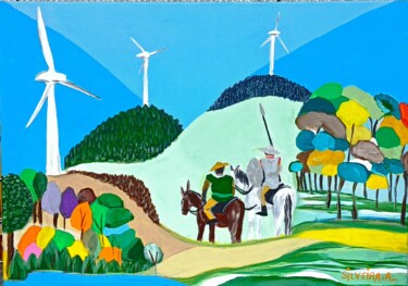 Malerei mit dem Titel "Don Quichotte contr…" von Antoine Silveira, Original-Kunstwerk, Acryl