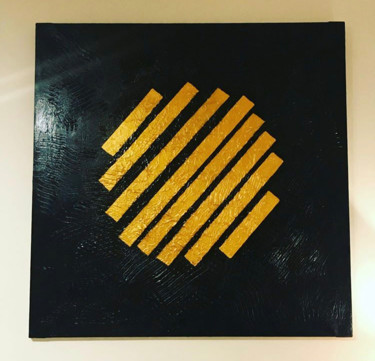 Schilderij getiteld ""Gold Circle" (Créa…" door Antoine Vidal, Origineel Kunstwerk, Acryl Gemonteerd op Frame voor houten br…