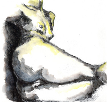 Drawing titled "nue-04" by Antoine Marelle, Original Artwork, Watercolor