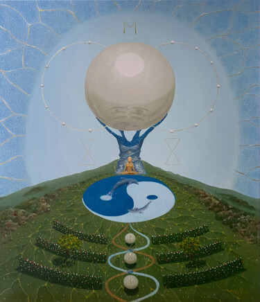 Malerei mit dem Titel "The balance of crea…" von Anton Vishnevsky (A. Vish), Original-Kunstwerk, Öl Auf Holzplatte montiert