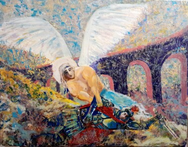 Pittura intitolato "Acrylic painting 20…" da Anton Zapotochnyi, Opera d'arte originale, Acrilico Montato su Telaio per barel…