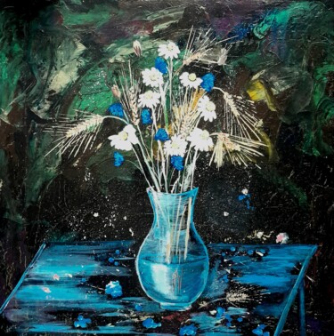 Pintura titulada "picture, daisies, s…" por Anton Zapotochnyi, Obra de arte original, Acrílico Montado en Bastidor de camill…