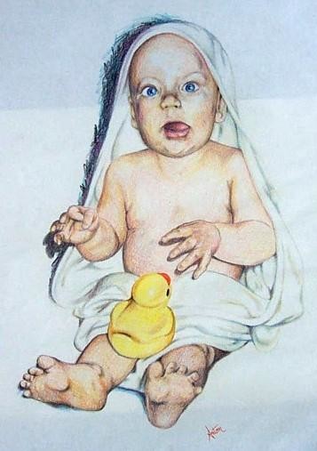 Painting titled "Rubber Duckie" by Anton Nichols, Original Artwork, Oil