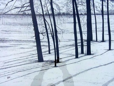 Peinture intitulée "Silouette of Trees" par Anton Nichols, Œuvre d'art originale, Huile
