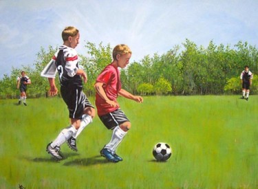 Painting titled "Soccer Challenge" by Anton Nichols, Original Artwork, Oil